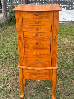 Beautiful Vintage Oak Jewelry Armoire Tower