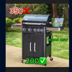 Captiva Designs 4-Burner Propane Gas BBQ Grill with Side Burner & Porcelain-Enameled Cast Iron Grates, 42,000 BTU Output Stainless Steel Grill 
