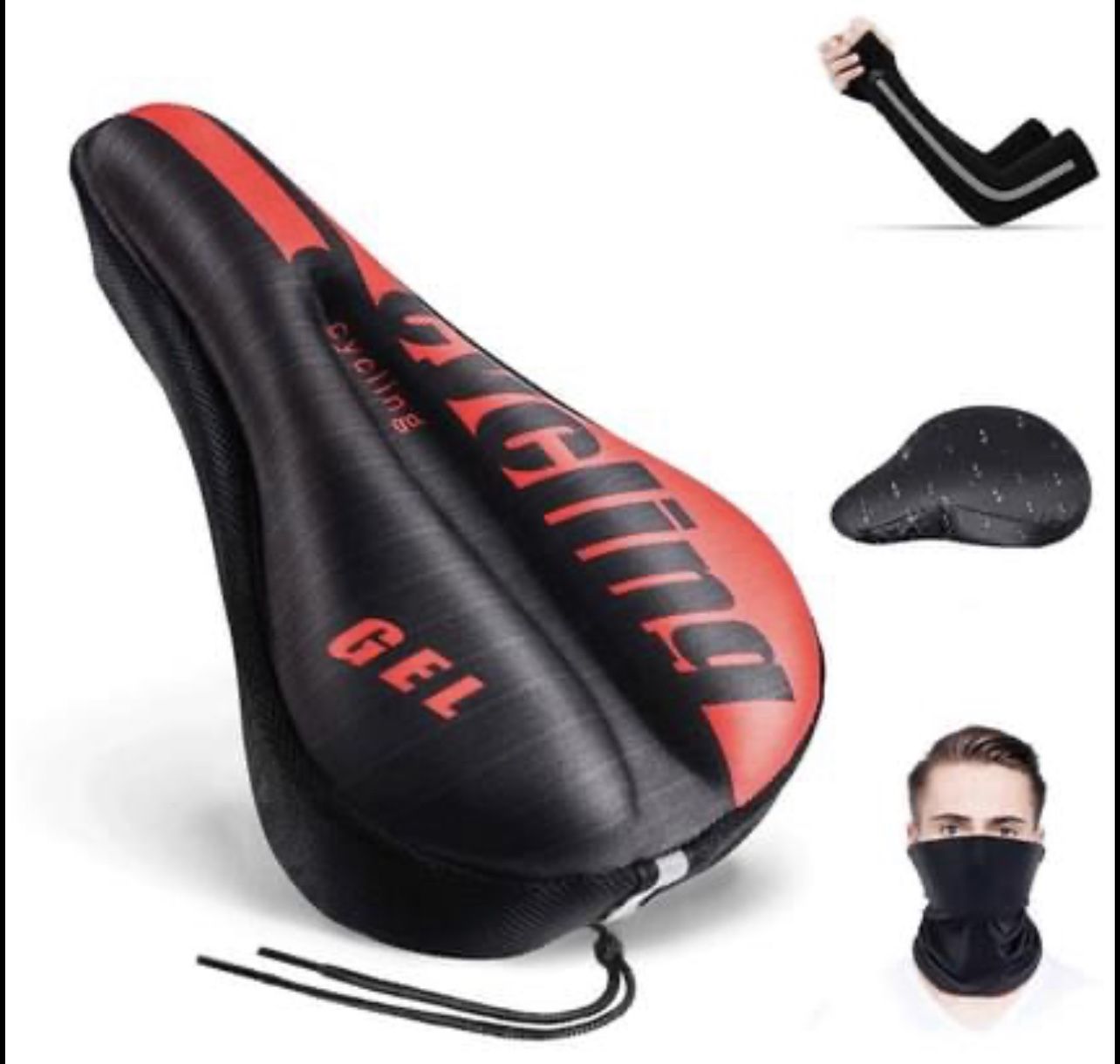 Bike Seat Cushion, Soft Gel Bike Seat Cover with Waterproof Cover Reflective Strip, Bicycle Saddle Seat Cushion Cover for Women and Men Fit for Mounta