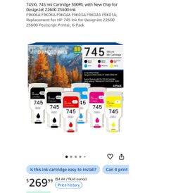 745XL 745 Ink Cartridge 6-Pack for DesignJet Z2600 Z5600 (n16)