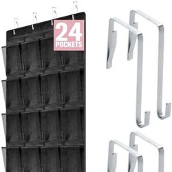 BRAND NEW Over the Door Shoe Organizer with 24 Extra Large Breathable Mesh Pockets, Holds Up to 50 lbs