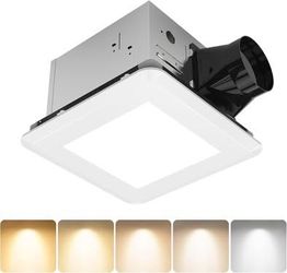 8" Ultra Quiet Bathroom Exhaust Fan with Light,80 CFM,1.0 Sones,5CCT Dimmable,1000LM Ceiling Mount