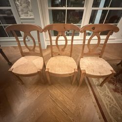 Three Solid Wood High Back Chairs 