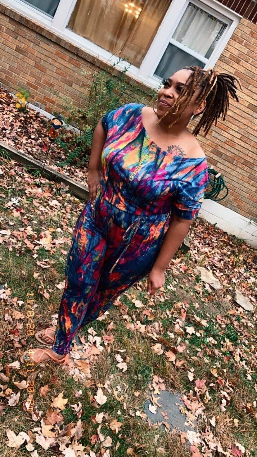 *NEW* Plus Multi Color Off Shoulder One Piece Pant Set