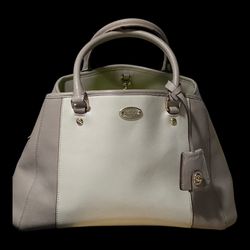 COACH  MARGOT Carryall In Bicolor (taupe/ivory) Crossgrain     11” x 9.5” x 4”