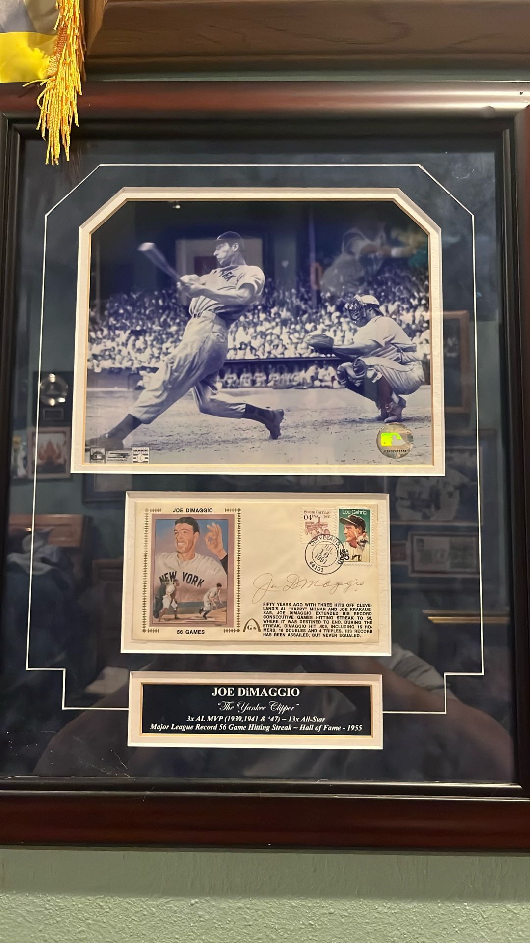 New York Yankees “Joe DiMaggio” Signed First Day Of Issue Framed