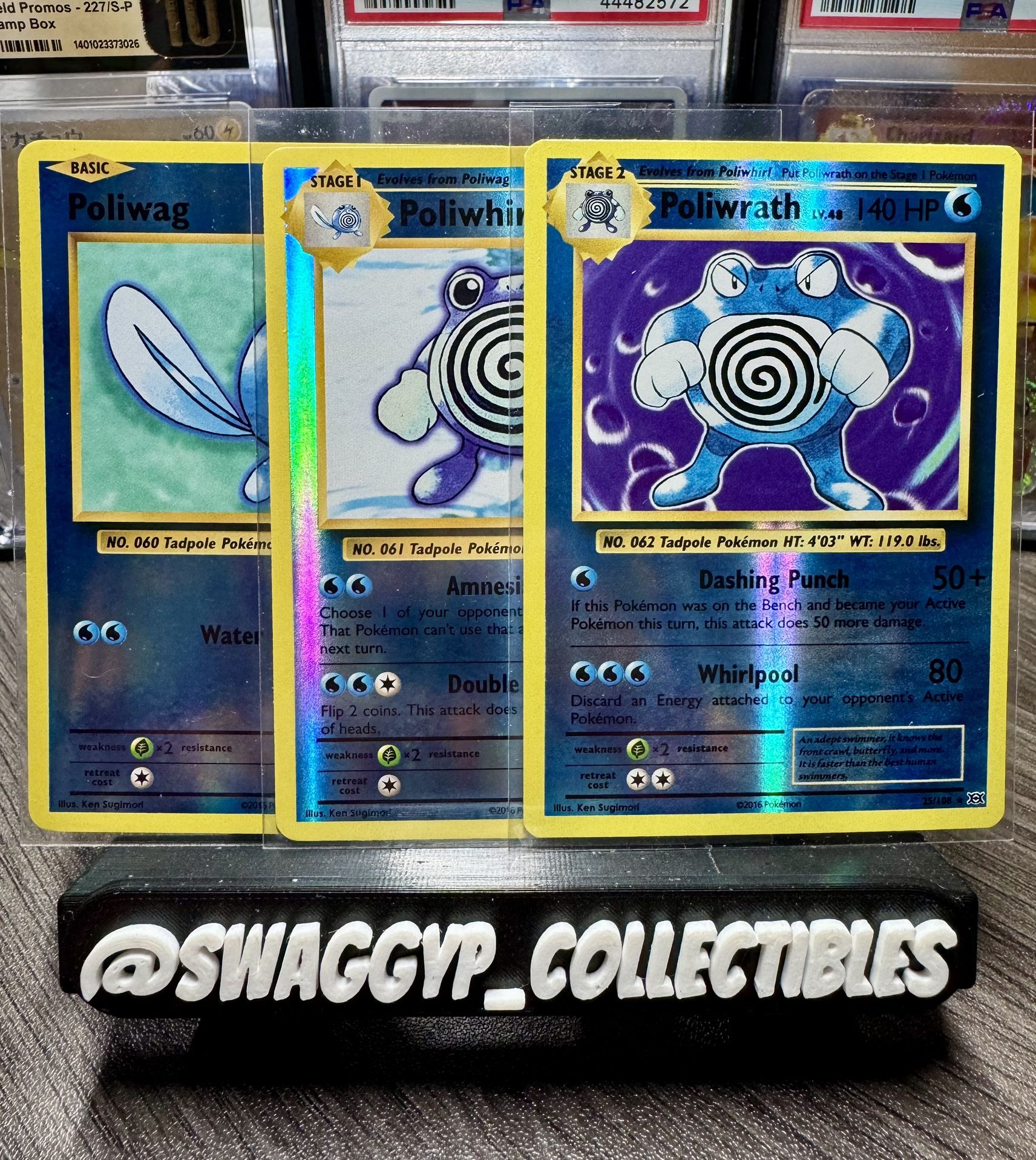 ◓Poliwag, Poliwhirl, Poliwrath Evolutions 2016- Pokémon TCG Reverse Holo Set*NM◓