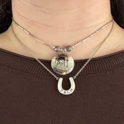 Vintage 70s Silver Tone Ted De Garzia Native Girl Beaded Pendant Necklace