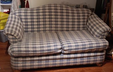 Plaid Upholstered Loveseat Sofa