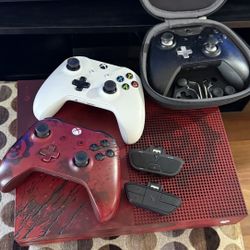 Xbox One S Gears Of War 4 Edition Bundle + Microsoft Elite Controller , 2 Controllers And More 
