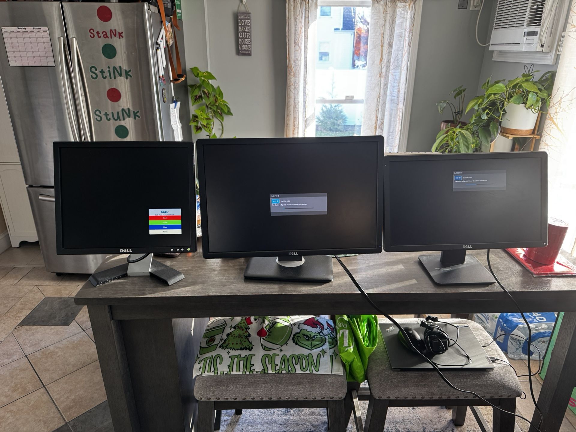 3 Dell Monitors – 22” + 20” + 17” – Working – Cables Included