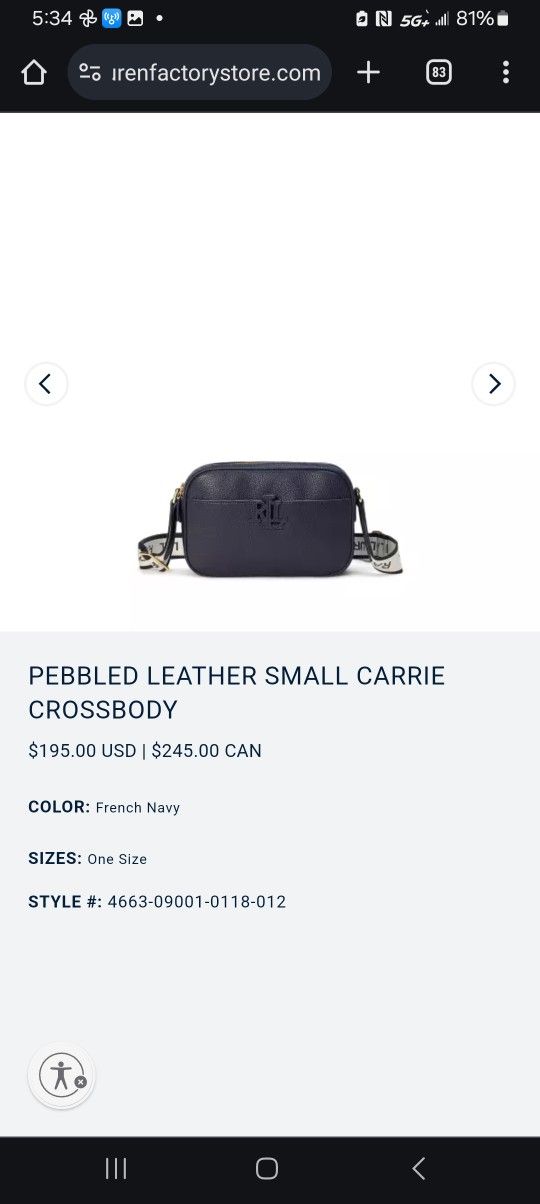 RALPH LAUREN NAVY PURSE