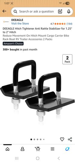 Hitch Tightener Anti Rattle Stabilizer for 1.25" to 2" Hitch
Reduce Movement On Hitch Mount Cargo Carrier Bike Rack Boat RV Trailer Accessories 2 Pack