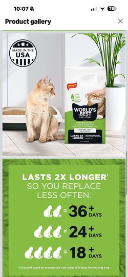 World's Best Cat Litter Comfort Care Unscented 15lb