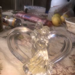 wedding promises cake topper bride groom 5" full lead crystal