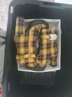 Yellow Plaid Perphy Boots