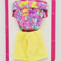 Barbie Fashion Favorites Floral Off Shoulder Top Yellow Shorts No. 68000-96 NRFP