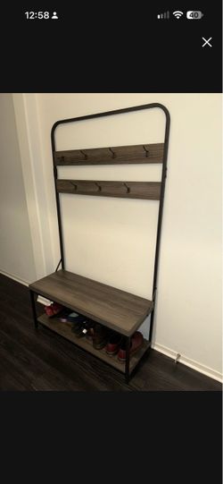 Entryway Hall Tree with Bench and Hooks