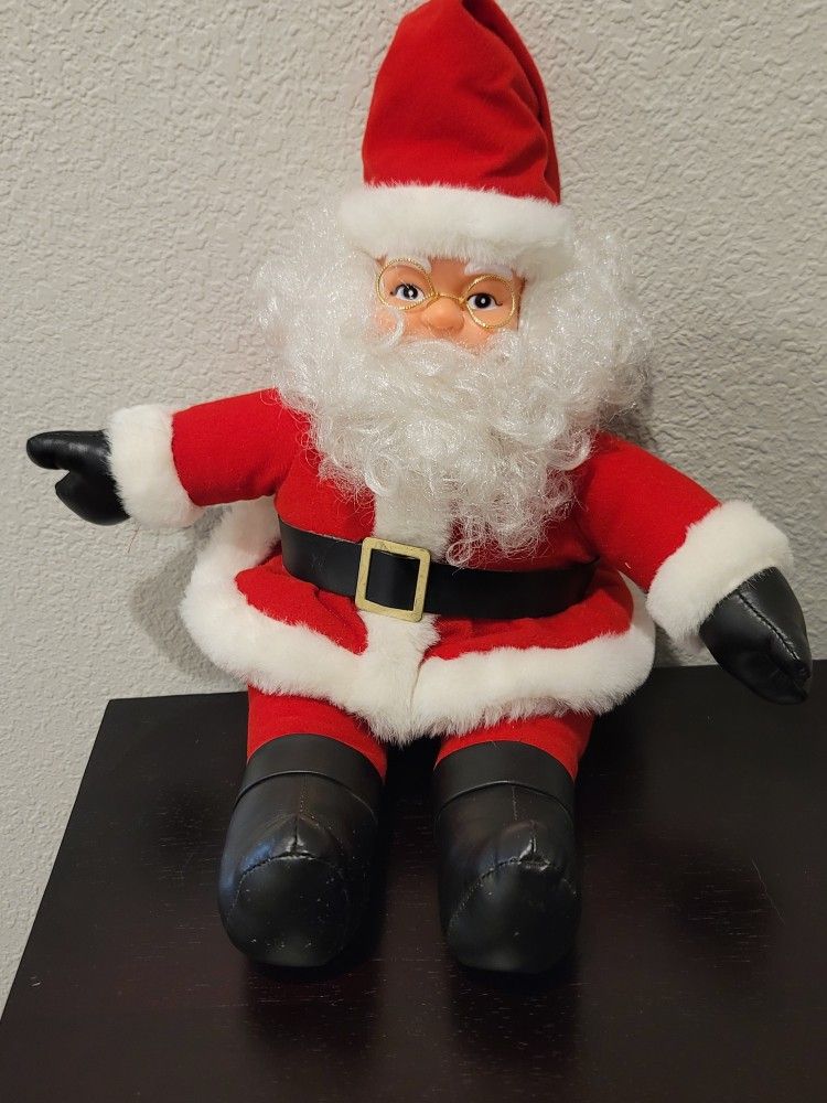 Vintage Santas Best Rennoc Santa Claus with Glasses Plush Rubber Face 7"Tall