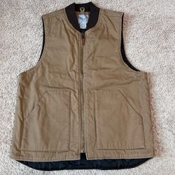 Vaccari Quilted Lined Brown Work Vest Medium