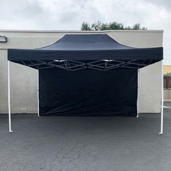 (New) $170 Heavy Duty EZ Pop-up Canopy 10 x 15 FT with (1 Sidewall, Carry Bag) White or Black