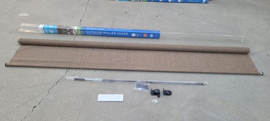 Walnut Cordless UV Blocking Exterior Roller Shade 96" W x 96" L – Fabric Outdoor