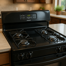Hotpoint Gas Range Stove – Like New, 4 Burners, Black Finish - Milwaukee, WI