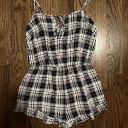 Forever 21 Pink/white/black Plaid Romper (xs)