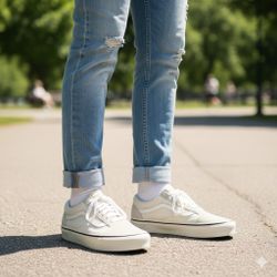 VANS Old Skool sneakers UltraCush Insoles Pop Marshmallow White Suede Color Mens Size 11
