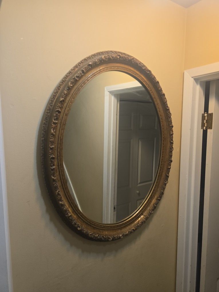 Antique Gold Guilded Long Oval Mirror