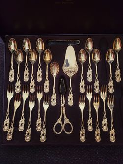 Bestecke Solingen W. Germany 23/24 Karat Gold Plated Flatware Service for 6
