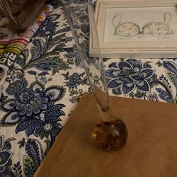 8 Inch Hand Blown bubble Amber Vase