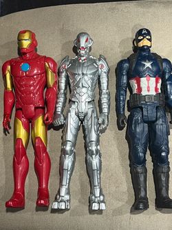 Marvel Avengers Iron Man, Ultron, Captain America titans 12” Figures Lot