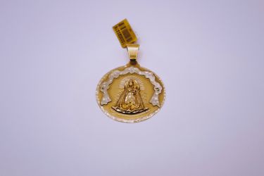 10 K gold two-tone Saint Mary circular pendant