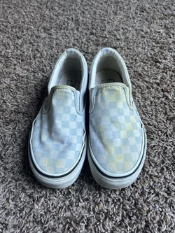 Van slip on checkered shoes (blue and yellow)