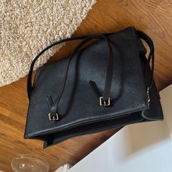 Black Tote Work Bag With Many Compartments 