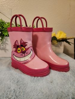 Girls Toddler Rain Boots The Cheshire Cat Alice In Wonderland Pink Size 7