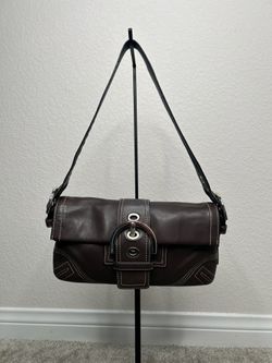 Coach dark brown soho leather baguette shoulder bag!
