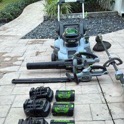 EGO 56V Mower, Weed Eater, Blower, And Hedge Trimmer 
