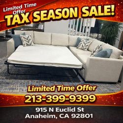 Modern Chenille Upholstered Sleeper Sectional Sofa