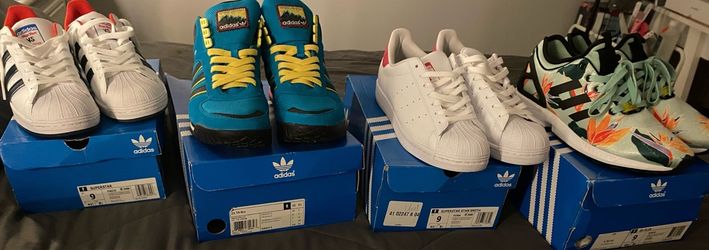 Adidas Originals 4-Pair Men’s Size 9 Sneaker Bundle With Boxes