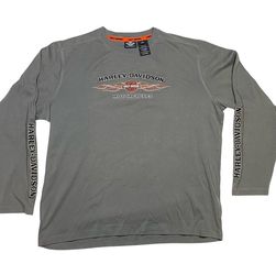 Harley Davidson Long Sleeve T-Shirt Biker Pinstripe Flames Heavyweight Tee XXL