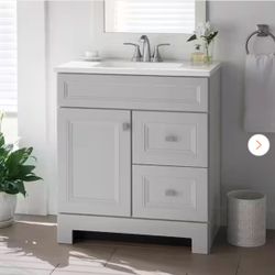 Sedgewood 30.5 in. W x 18.75 in. D x 34.375 in. H Single Sink Bath Vanity in Dove Gray with Arctic Solid Surface Top