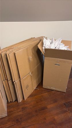 20 Moving Boxes + packing paper