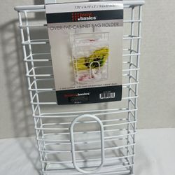 HOME BASICS - Plastic Bags Dispenser Metal Hook Over The Cabinet Door