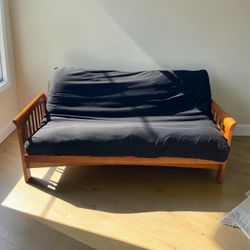 Wood Futon Sofa Bed Frame | Convertible Couch Bed | Free Mattress Available