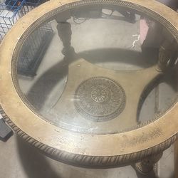 Round glass coffee table