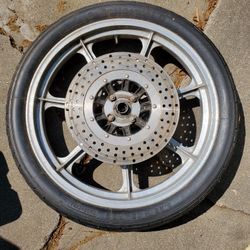 MOTORCYCLE RIM AND TIRE