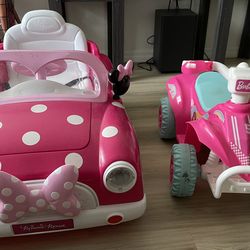 Minnie Mouse car and Barbie 4wheeler