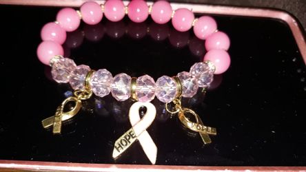 Pink Breast Cancer Awareness Bracelet and compact